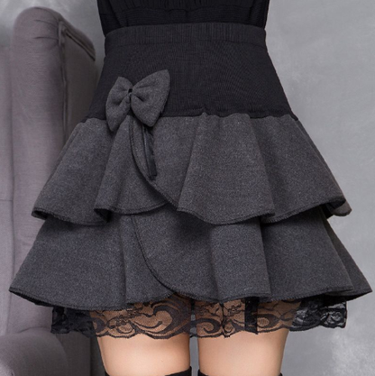 Lace Pleated Skirt, Wool Midi Skirt, A-Line Mini Skirt