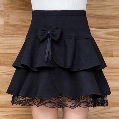 Lace Pleated Skirt, Wool Midi Skirt, A-Line Mini Skirt