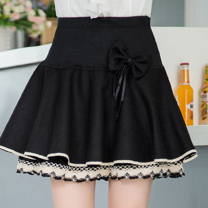 Lace Pleated Skirt, Wool Midi Skirt, A-Line Mini Skirt